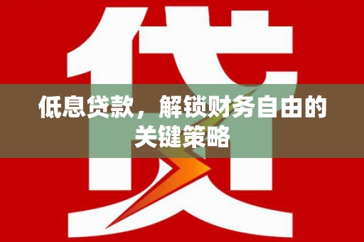 新埔低息贷款，解锁财务自由的关键策略