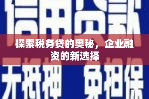 新埔探索税务贷的奥秘，企业融资的新选择