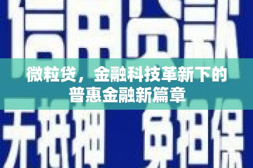 新埔微粒贷，金融科技革新下的普惠金融新篇章