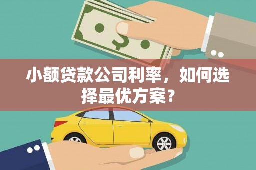 新埔小额贷款公司利率，如何选择最优方案？