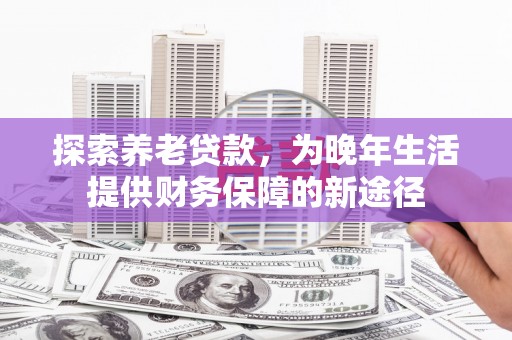 新埔探索养老贷款，为晚年生活提供财务保障的新途径