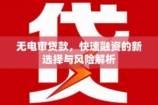 新埔无电审贷款，快速融资的新选择与风险解析