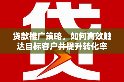 新埔贷款推广策略，如何高效触达目标客户并提升转化率
