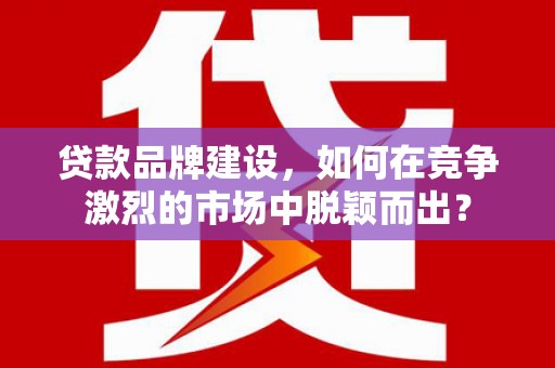 新埔贷款品牌建设，如何在竞争激烈的市场中脱颖而出？