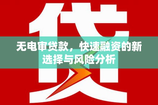 新埔无电审贷款，快速融资的新选择与风险分析