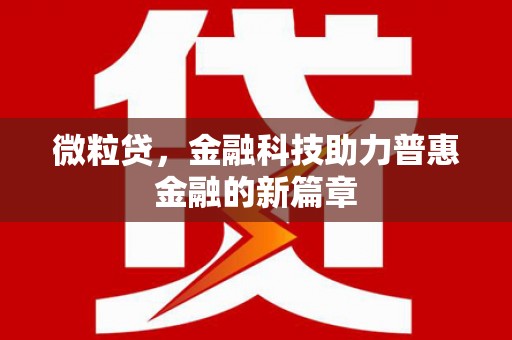 新埔微粒贷，金融科技助力普惠金融的新篇章